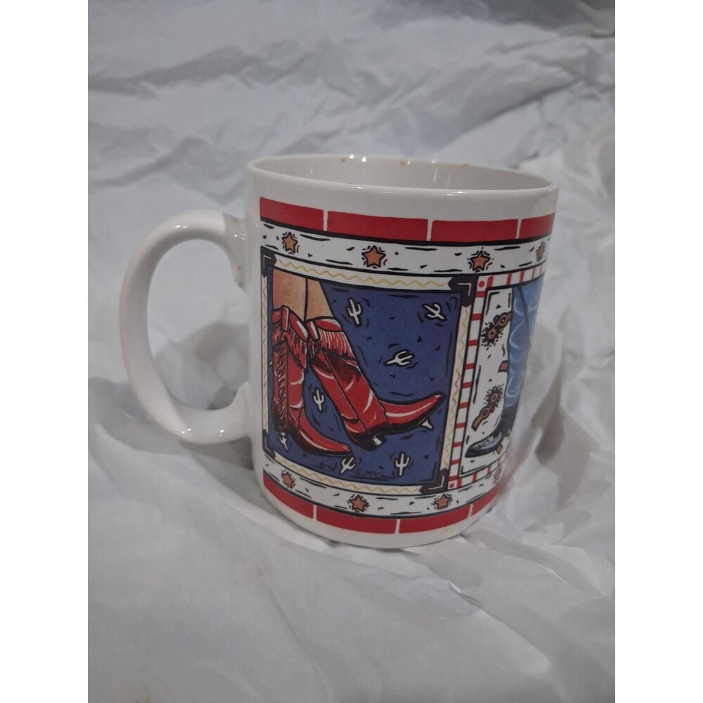 Vintage Cowgirl Cowboy Boots Mug Otagiri  3 3/4" KOREA